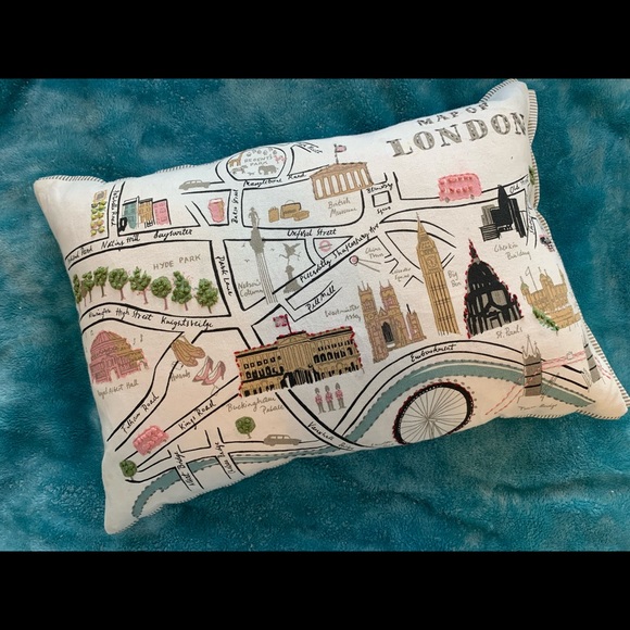 Map of London Down Throw Pillow NOWT - Picture 2 of 6